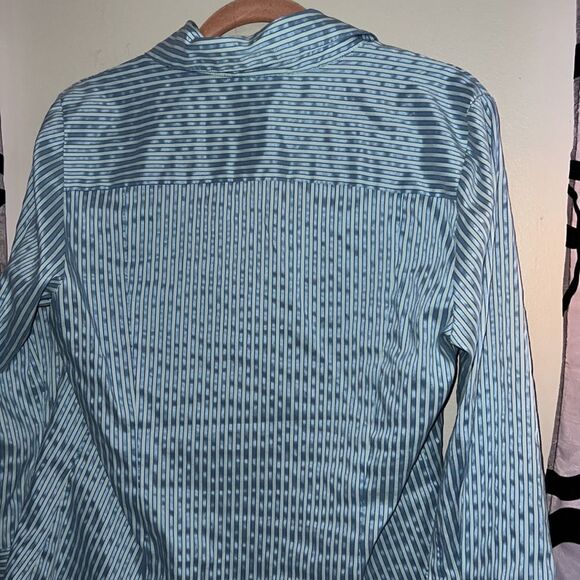 Rafaella metallic shimmer, striped button-down blouse, size 12 - Picture 7 of 7